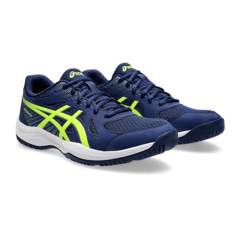 Asics รองเท้าแบดมินตันผู้ชาย Upcourt 6 | Blue Expanse/Safety Yellow (1071A104-400 ) - Image 2