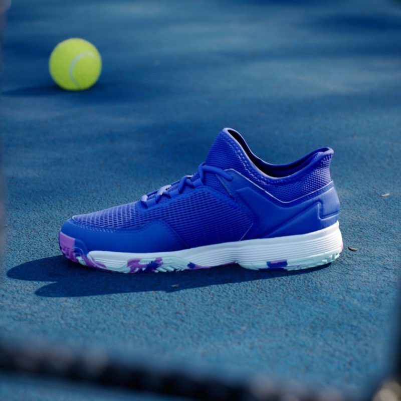 Adidas รองเท้าเทนนิสเด็ก Ubersonic 4 Kids | Lucid Blue / Cloud White / Purple Burst ( IF9103 ) - Image 6