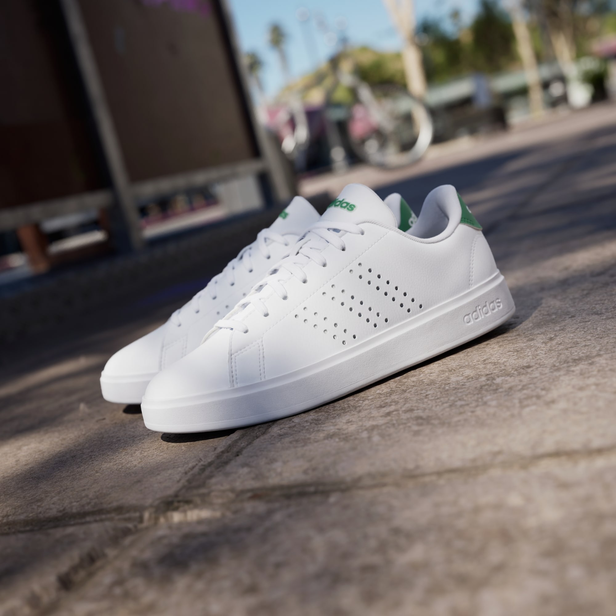 Adidas รองเท้าผ้าใบผู้หญิง Advantage 2.0 | Cloud White/Cloud White/Green ( IH3451 ) - Image 4