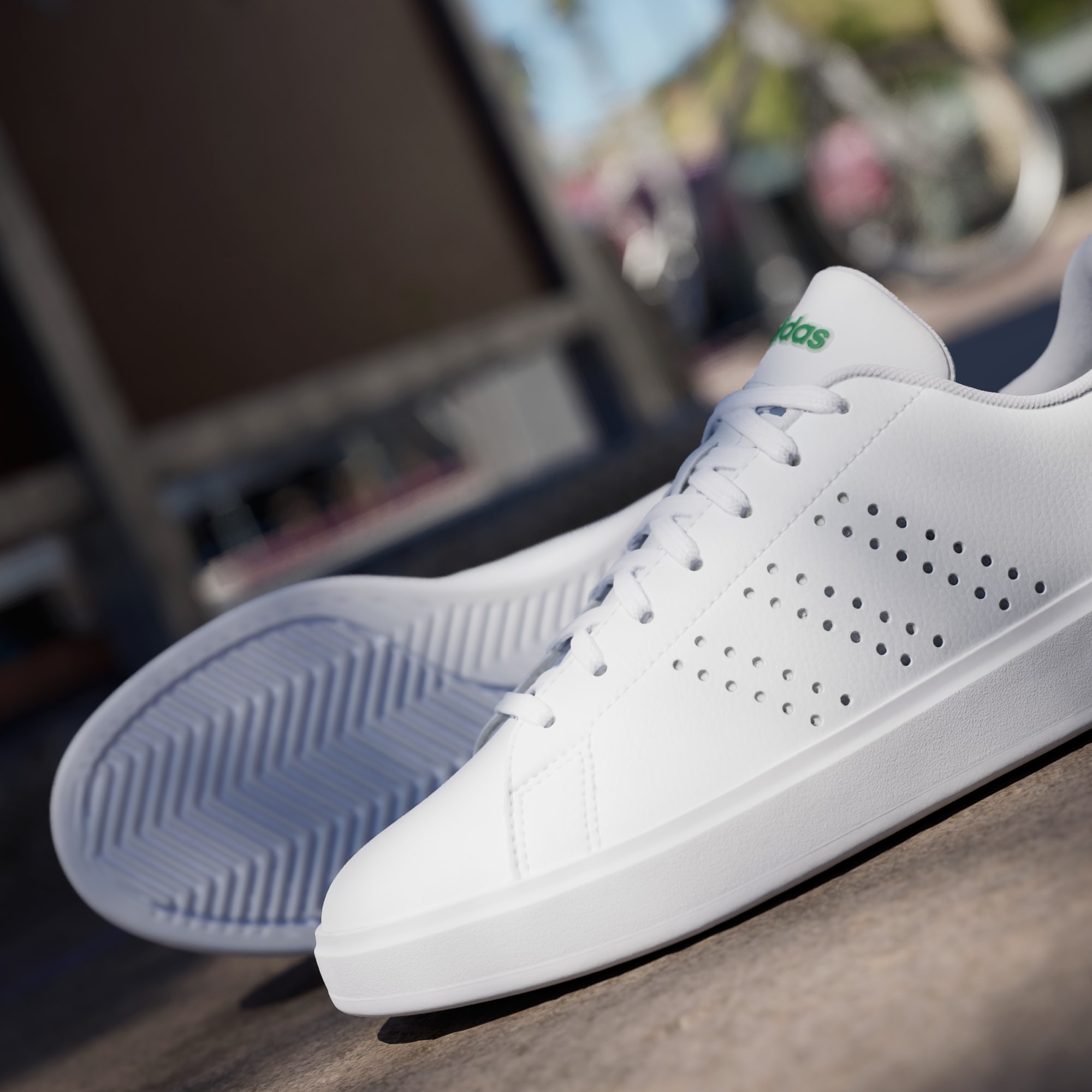 Adidas รองเท้าผ้าใบผู้หญิง Advantage 2.0 | Cloud White/Cloud White/Green ( IH3451 ) - Image 3