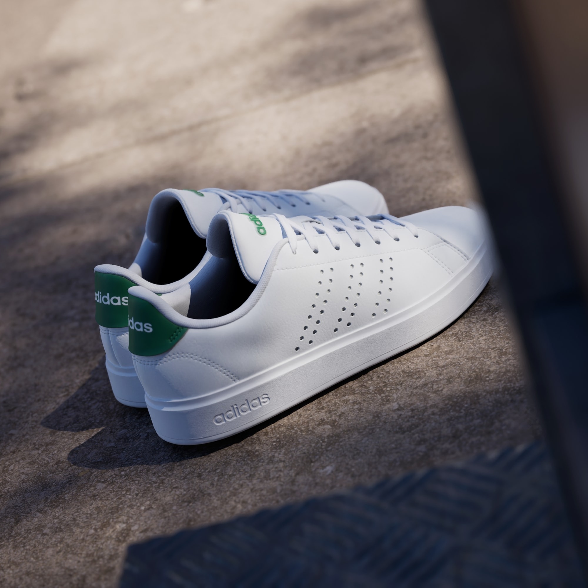 Adidas รองเท้าผ้าใบผู้หญิง Advantage 2.0 | Cloud White/Cloud White/Green ( IH3451 ) - Image 9