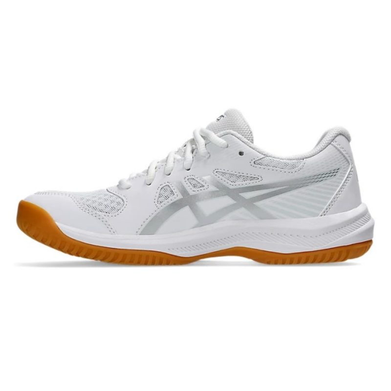 Asics รองเท้าแบดมินตันผู้หญิง Upcourt 6 | White/Pure Silver ( 1072A107-100 ) - Image 2