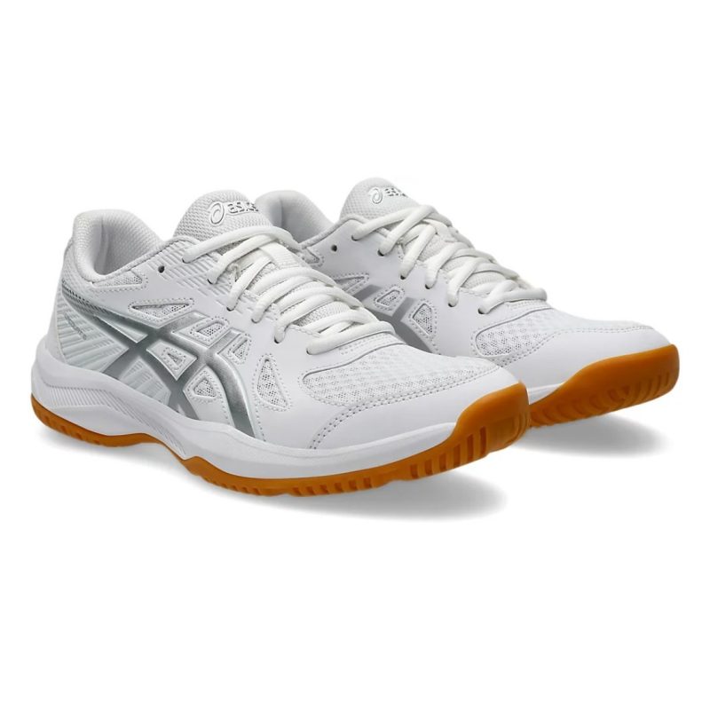 Asics รองเท้าแบดมินตันผู้หญิง Upcourt 6 | White/Pure Silver ( 1072A107-100 ) - Image 3