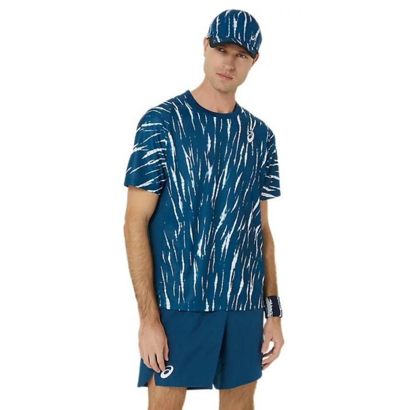 Asics เสื้อเทนนิสผู้ชาย Men’s Men Game SS Top | Mako Blue ( 2041A302-412 ) - Image 2