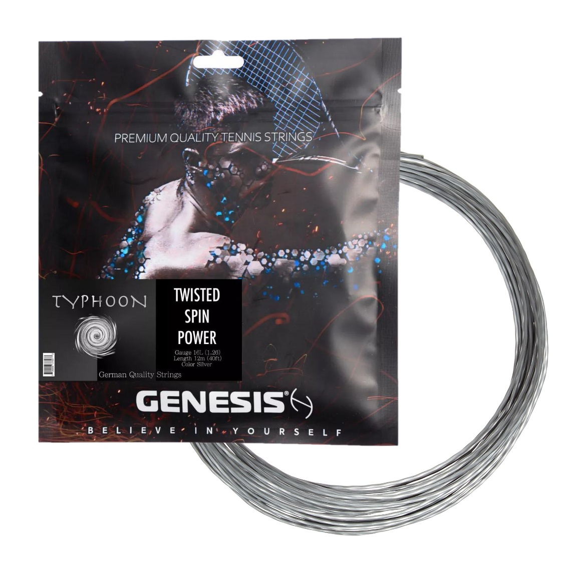 Genesis เอ็นไม้เทนนิส Typhoon 16L/1.26mm Tennis String Reel | Silver ( GENESISTYPHOON ) - Image 4