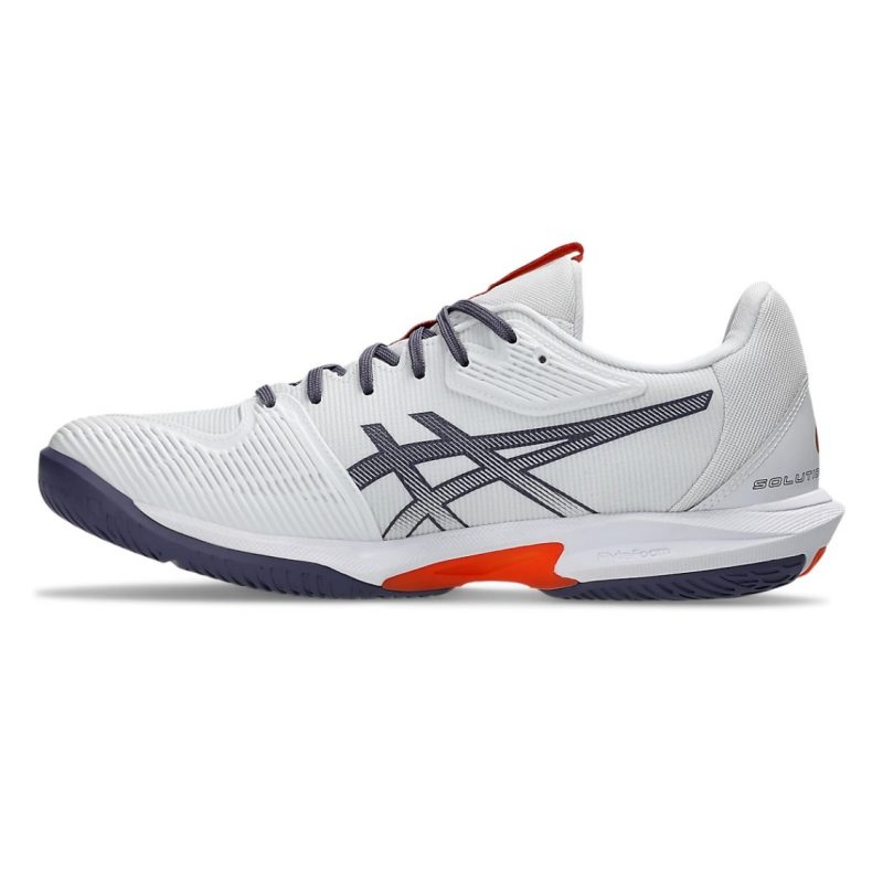 Asics รองเท้าเทนนิสผู้ชาย Solution Speed FF 3 | White/Greyish Purple ( 1041A438-103 ) - Image 2