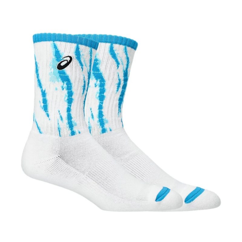 Asics ถุงเท้าเทนนิส Graphic Crew Socks | Brilliant White ( 3043A110-100 ) - Image 2