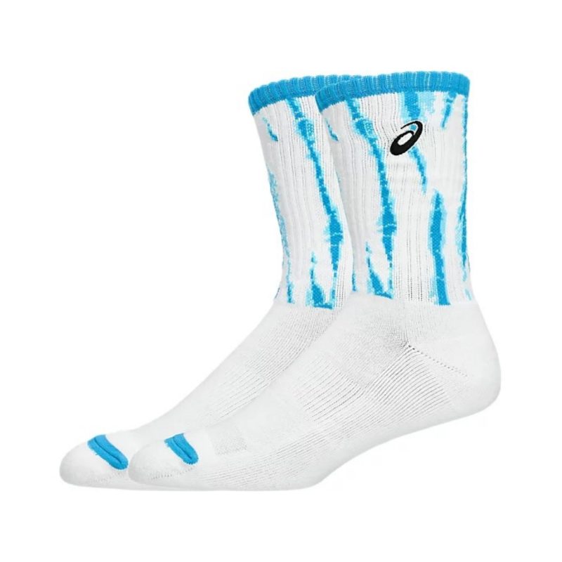 Asics ถุงเท้าเทนนิส Graphic Crew Socks | Brilliant White ( 3043A110-100 ) - Image 3
