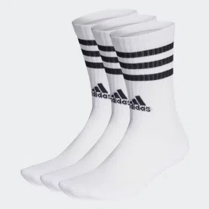 Adidas ถุงเท้า 3-Stripes Cushioned Crew Socks 3 Pairs | White/Black ( HT3458 )