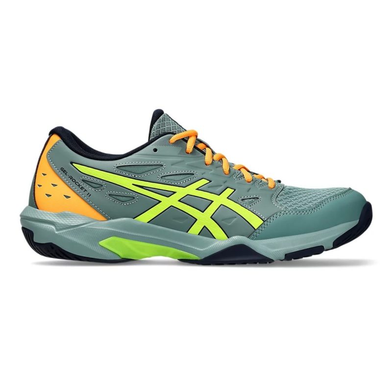 Asics รองเท้าแบดมินตันผู้ชาย Gel-Rocket 11 | Celadon/Safety Yellow ( 1071A091-300 )