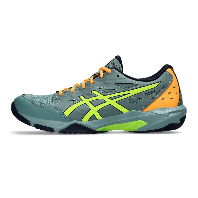 Asics รองเท้าแบดมินตันผู้ชาย Gel-Rocket 11 | Celadon/Safety Yellow ( 1071A091-300 ) - Image 4