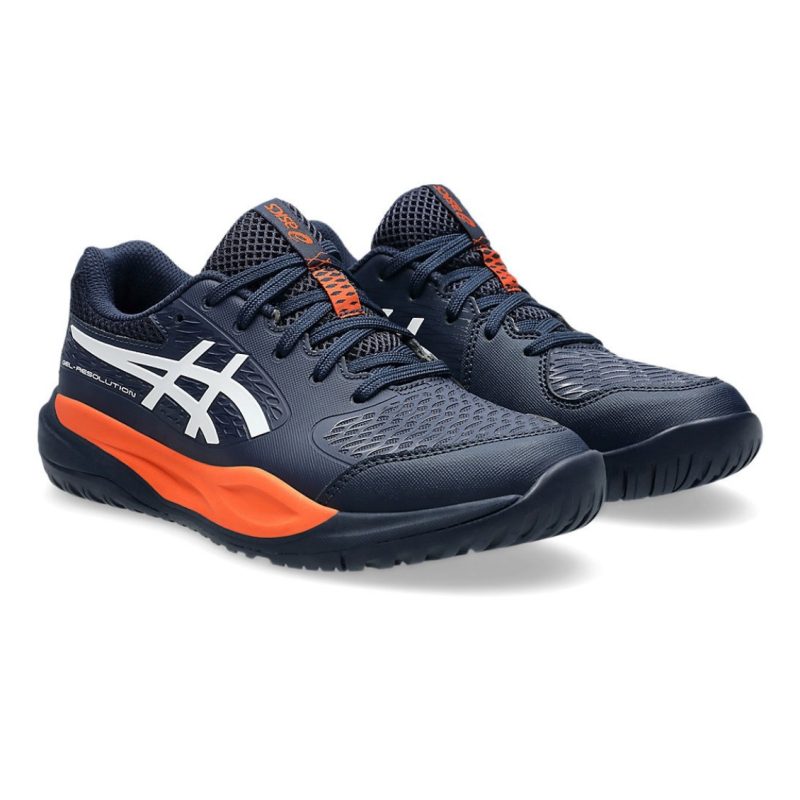 Asics รองเท้าเทนนิสเด็ก Gel-Resolution X Grade School | Midnight/White ( 1044A081-400 ) - Image 2