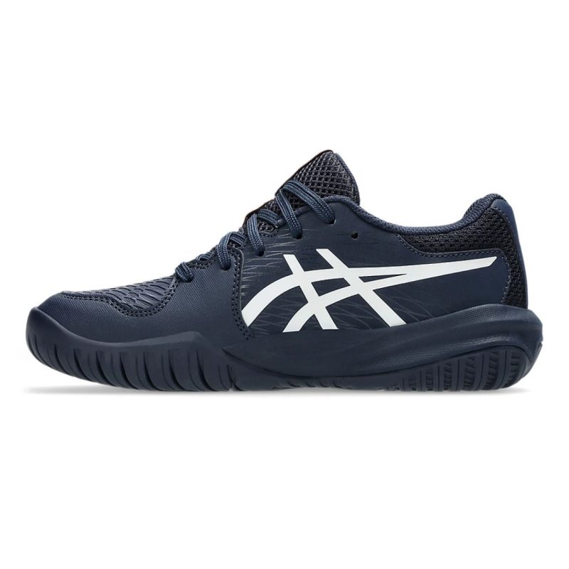 Asics รองเท้าเทนนิสเด็ก Gel-Resolution X Grade School | Midnight/White ( 1044A081-400 ) - Image 4