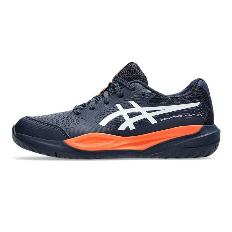 Asics รองเท้าเทนนิสเด็ก Gel-Resolution X Grade School | Midnight/White ( 1044A081-400 ) - Image 6