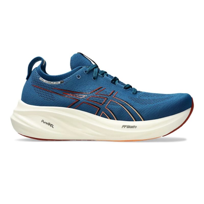 Asics รองเท้าวิ่งผู้ชาย Gel-Nimbus 26 Wide (2E) | Rich Navy/Faded Orange ( 1011B795-404 )