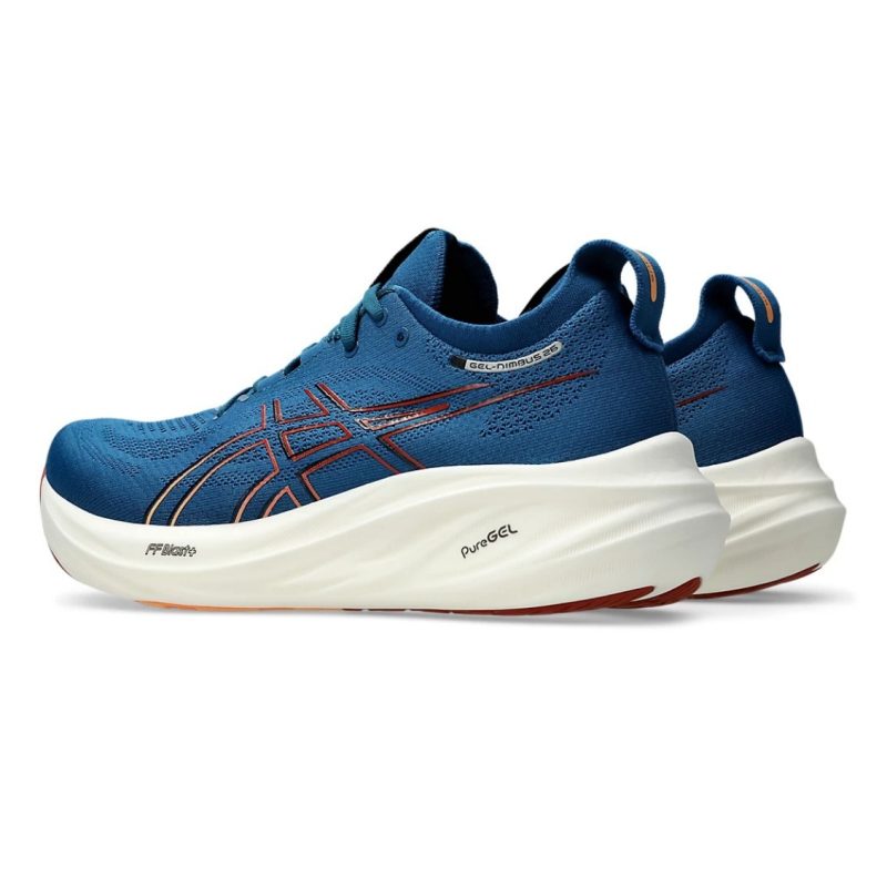 Asics รองเท้าวิ่งผู้ชาย Gel-Nimbus 26 Wide (2E) | Rich Navy/Faded Orange ( 1011B795-404 ) - Image 3