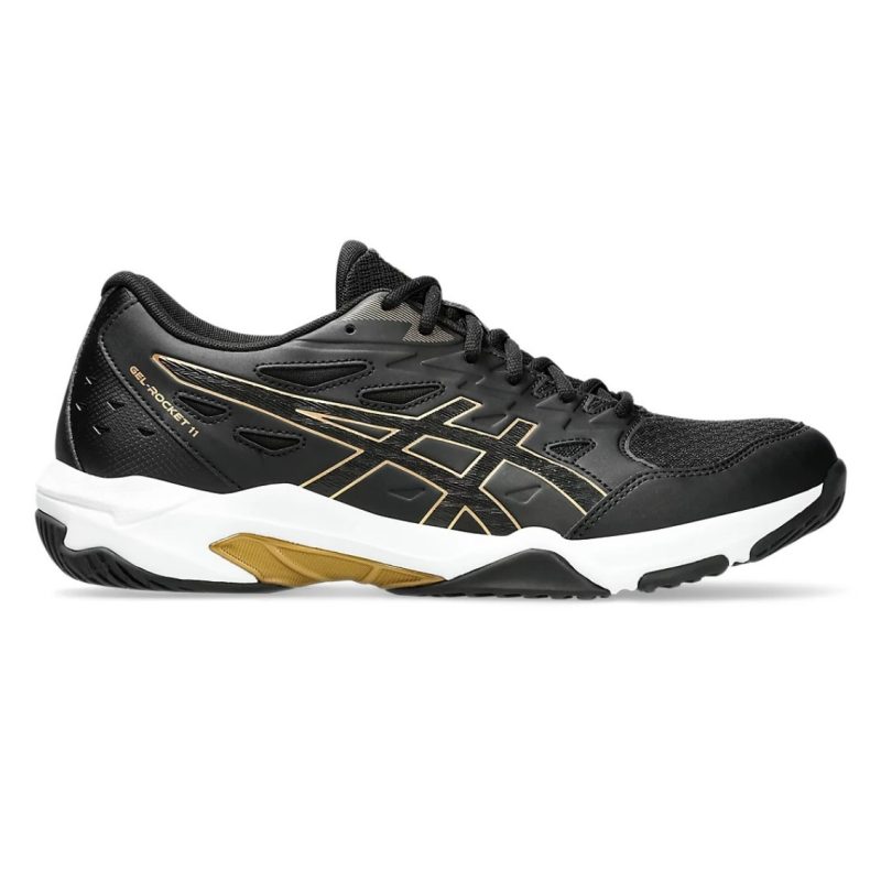 Asics รองเท้าแบดมินตันผู้ชาย Gel-Rocket 11 | Black/Pure Gold ( 1071A091-004 )