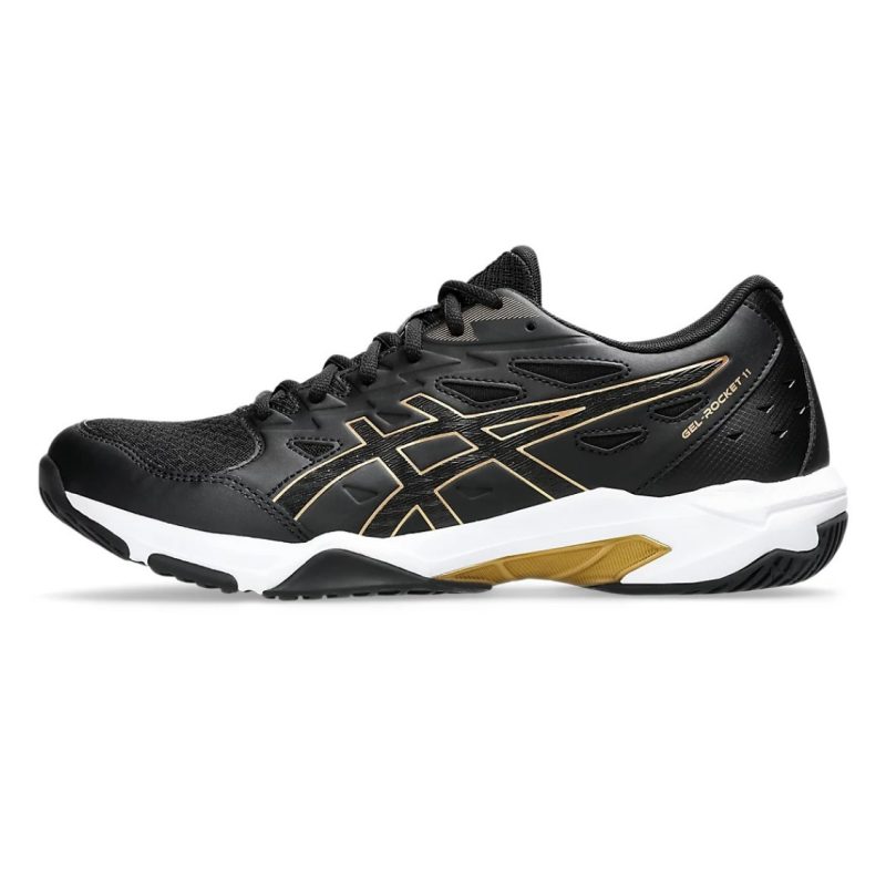 Asics รองเท้าแบดมินตันผู้ชาย Gel-Rocket 11 | Black/Pure Gold ( 1071A091-004 ) - Image 4