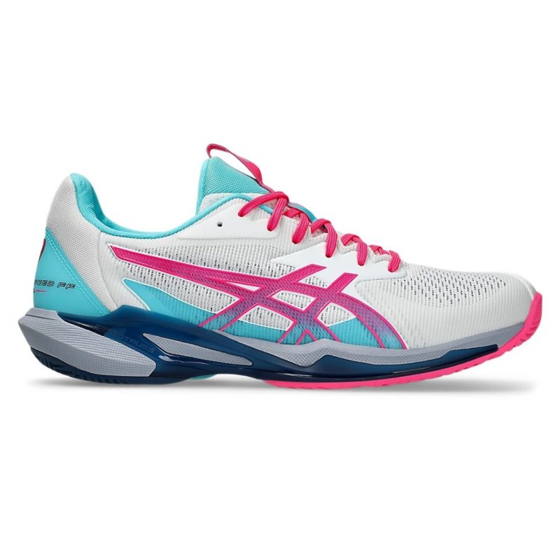 Asics รองเท้าเทนนิสผู้ชาย Solution Speed FF 3 Padel | White/Hot Pink ( 1041A496-100 )