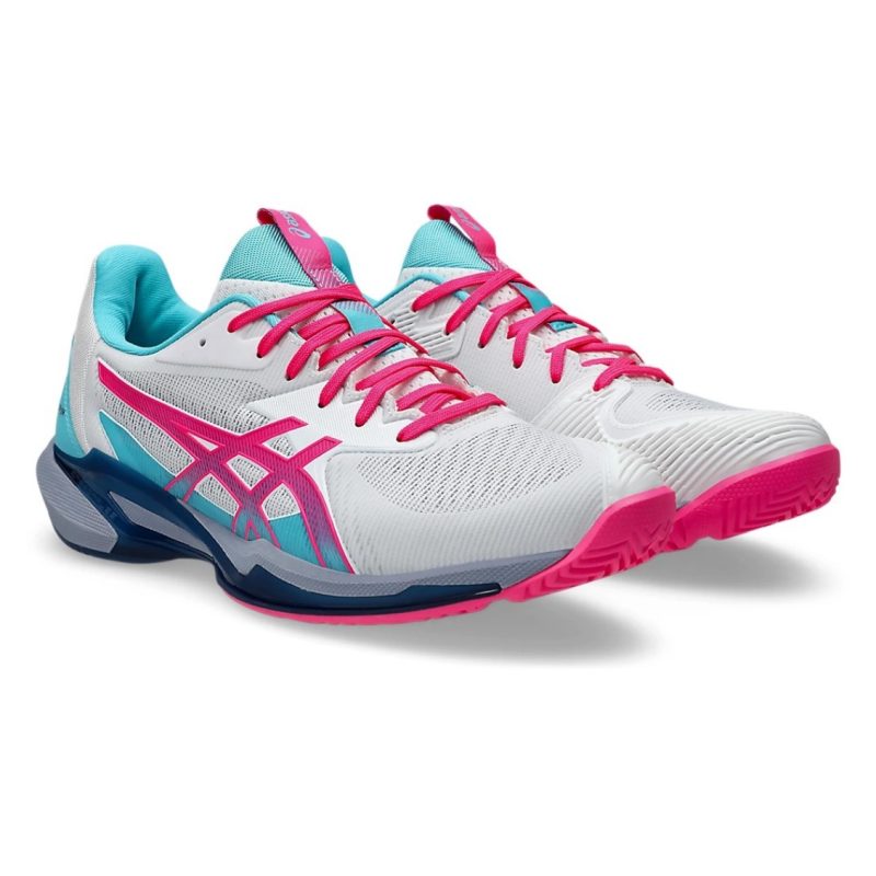 Asics รองเท้าเทนนิสผู้ชาย Solution Speed FF 3 Padel | White/Hot Pink ( 1041A496-100 ) - Image 2