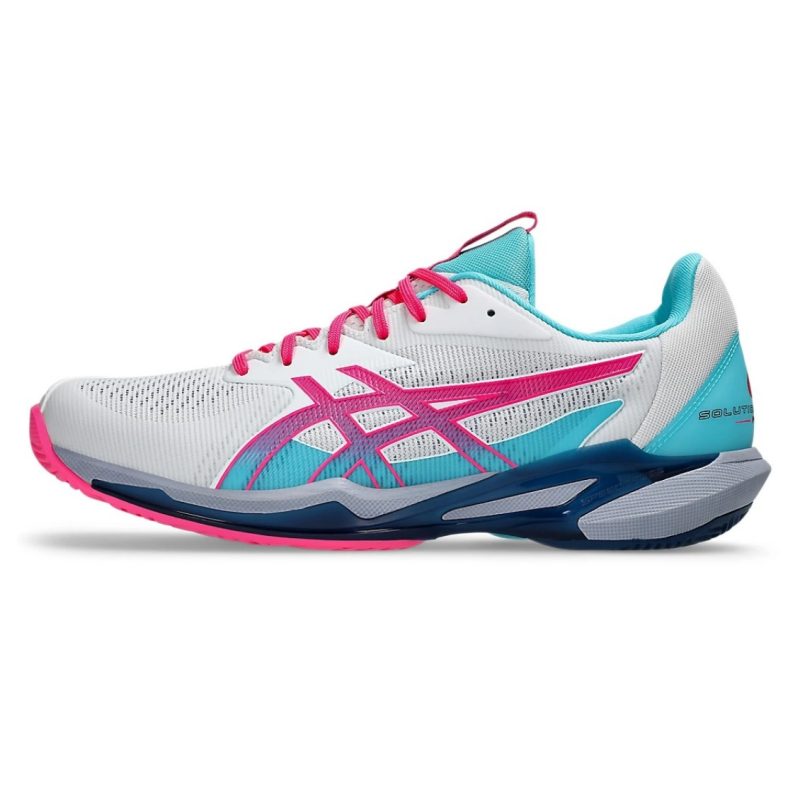 Asics รองเท้าเทนนิสผู้ชาย Solution Speed FF 3 Padel | White/Hot Pink ( 1041A496-100 ) - Image 4