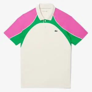 Lacoste เสื้อเทนนิสผู้ชาย Men’s Ultra Dry Colour-Block Tennis Polo Shirt  | White/Pink/Green ( DH895510HI8 )