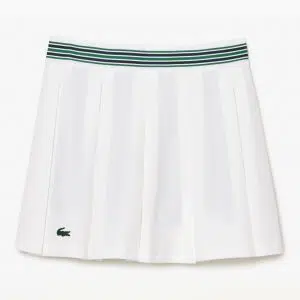 Lacoste กระโปรงเทนนิสผู้หญิง Women’s Piqué Tennis Skirt with Liner | White / Green ( JF0990107WJ )