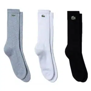 Lacoste ถุงเท้าเทนนิส 3-Pack Sport Socks | Grey Chine / White / Navy Blue ( RA418210TYA )