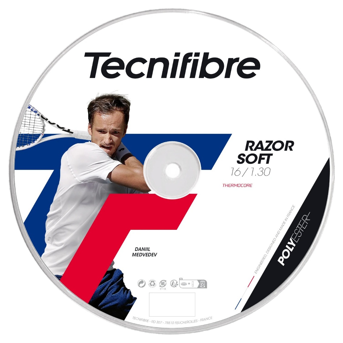 Tecnifibre เอ็นไม้เทนนิส Razor Soft 200M 16/1.30mm Tennis Strings Reel | Black ( 04RRAS130N )