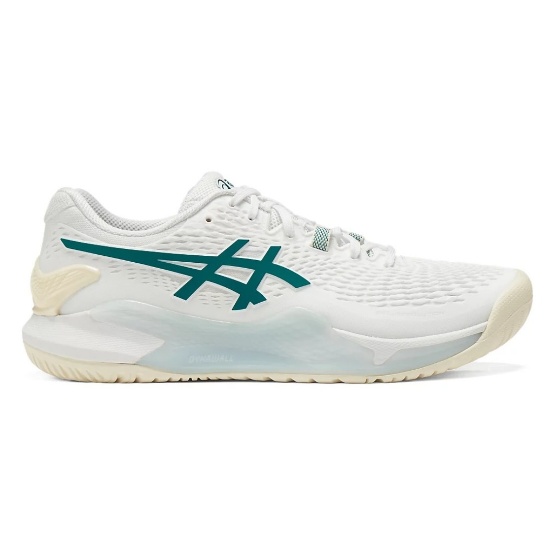 Asics รองเท้าเทนนิสผู้ชาย Gel-Resolution 9 Tennis Shoes | White/Pitch Green ( 1041A435-101 )