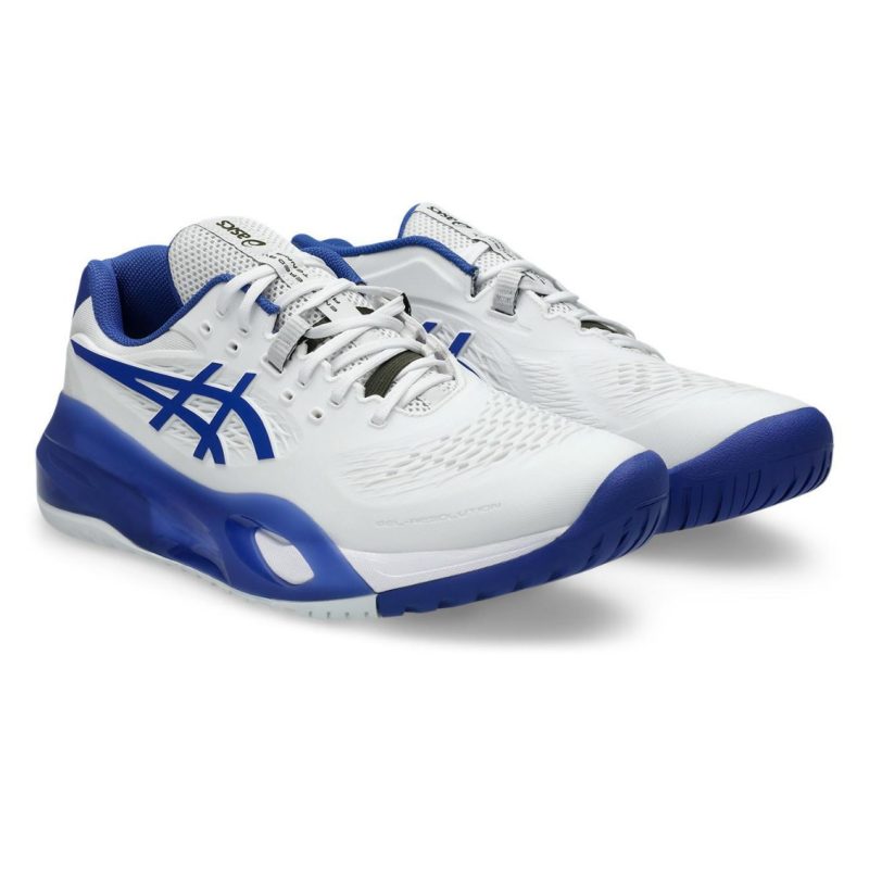 Asics รองเท้าเทนนิสผู้ชาย Gel-Resolution X Wide (2E) | White/Dark Cobalt ( 1041A487-101 ) - Image 2