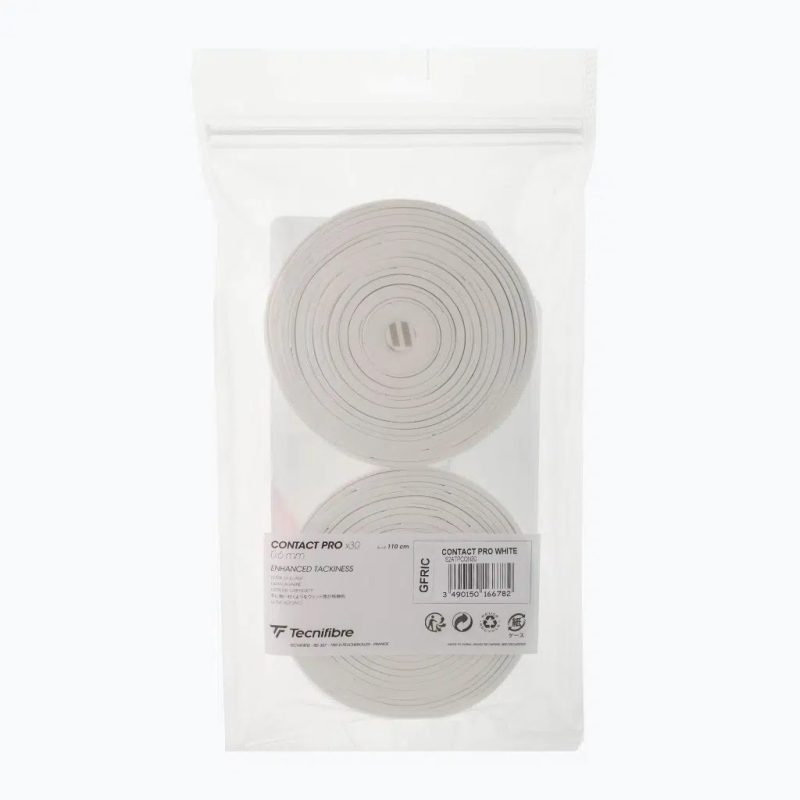 Tecnifibre เทปพันด้าม/กริ๊ปพันด้ามไม้เทนนิส Contact Pro x30 Overgrips Tape Racket Tennis | White ( 52ATPCON30CUT ) - Image 6