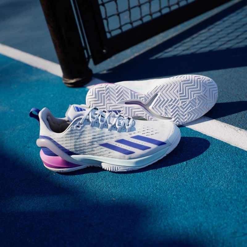 Adidas รองเท้าเทนนิสผู้ชาย Adizero Cybersonic | Cloud White / Lucid Blue / Semi Flash Aqua ( ID8562 ) - Image 6