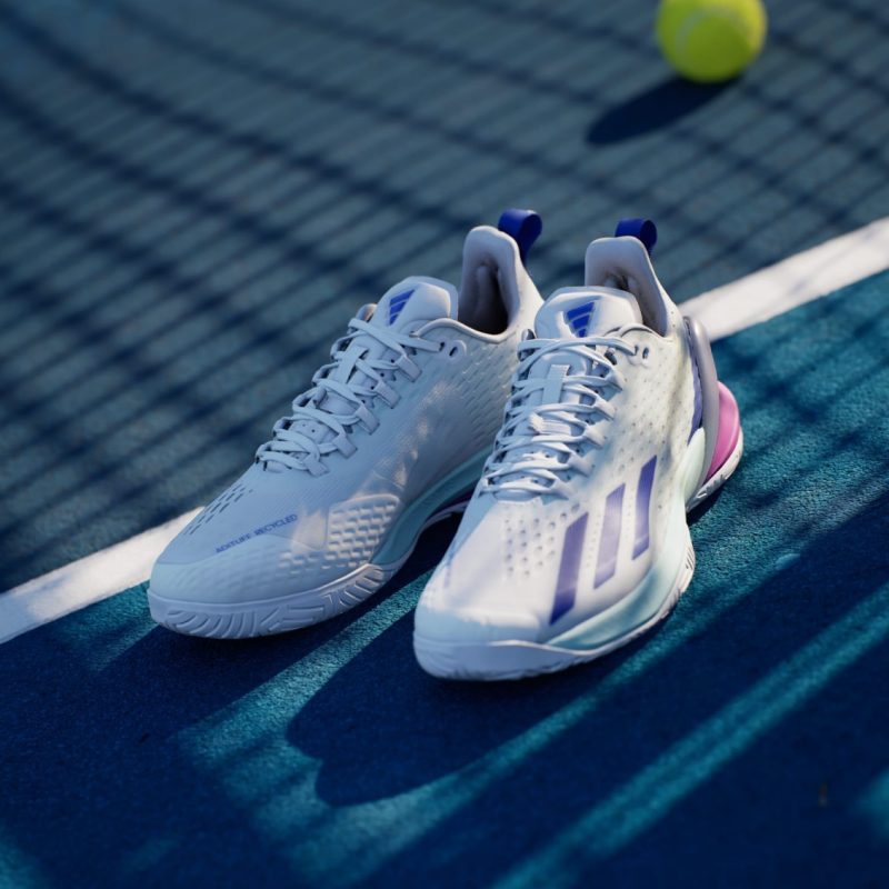 Adidas รองเท้าเทนนิสผู้ชาย Adizero Cybersonic | Cloud White / Lucid Blue / Semi Flash Aqua ( ID8562 ) - Image 4