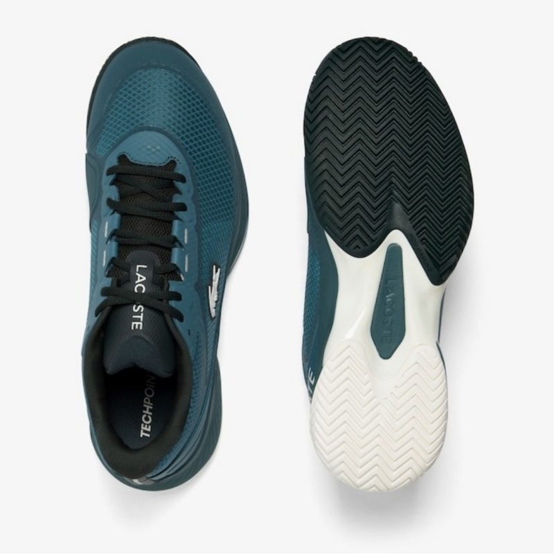 Lacoste รองเท้าเทนนิสผู้ชาย Tech Point SMA Textile Tennis Shoes | Dark Green / Off White ( 747SMA00351X3 ) - Image 4