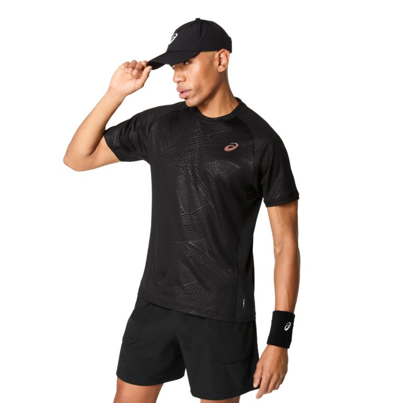 Asics เสื้อเทนนิสผู้ชาย Men’s Match SS Top Night Energy | Performance Black ( 2041A352-001 ) - Image 4