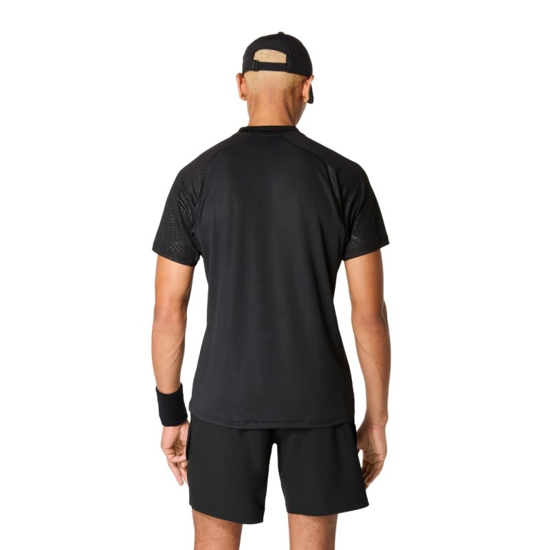 Asics เสื้อเทนนิสผู้ชาย Men’s Match SS Top Night Energy | Performance Black ( 2041A352-001 ) - Image 3