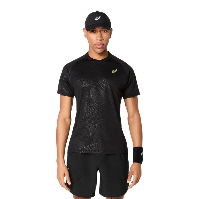 Asics เสื้อเทนนิสผู้ชาย Men’s Match SS Top Night Energy | Performance Black ( 2041A352-001 ) - Image 2