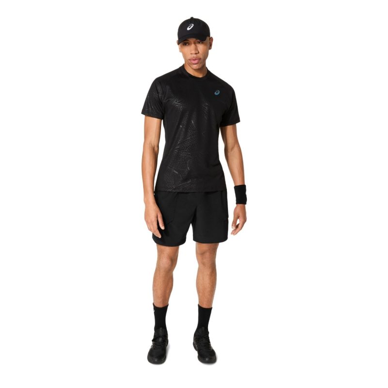 Asics เสื้อเทนนิสผู้ชาย Men’s Match SS Top Night Energy | Performance Black ( 2041A352-001 ) - Image 5