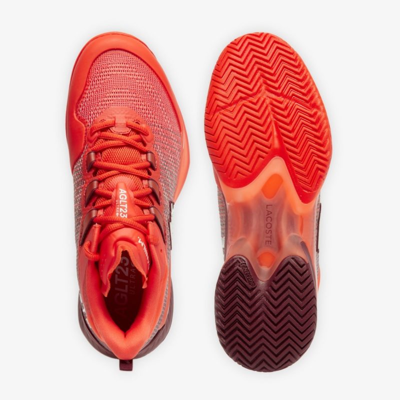 Lacoste รองเท้าเทนนิสผู้ชาย AG-LT23 Ultra MC Tennis Shoes | Orange/Burgundy ( 748SMA0084AMV ) - Image 5