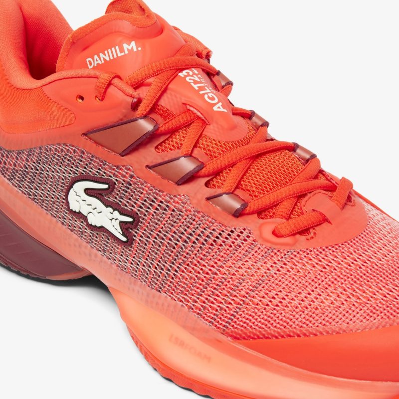 Lacoste รองเท้าเทนนิสผู้ชาย AG-LT23 Ultra MC Tennis Shoes | Orange/Burgundy ( 748SMA0084AMV ) - Image 6