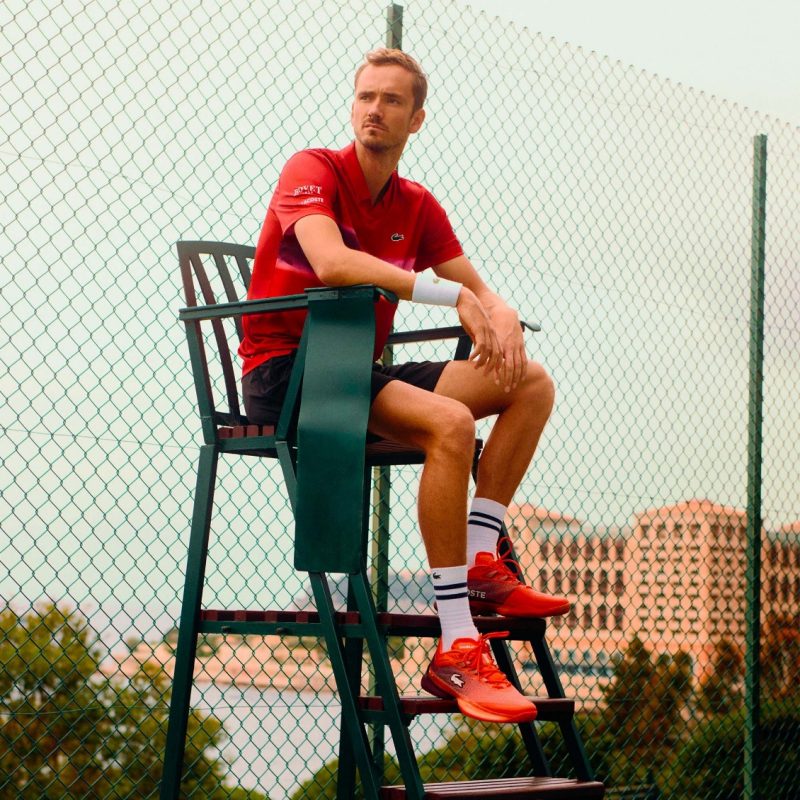 Lacoste รองเท้าเทนนิสผู้ชาย AG-LT23 Ultra MC Tennis Shoes | Orange/Burgundy ( 748SMA0084AMV ) - Image 7