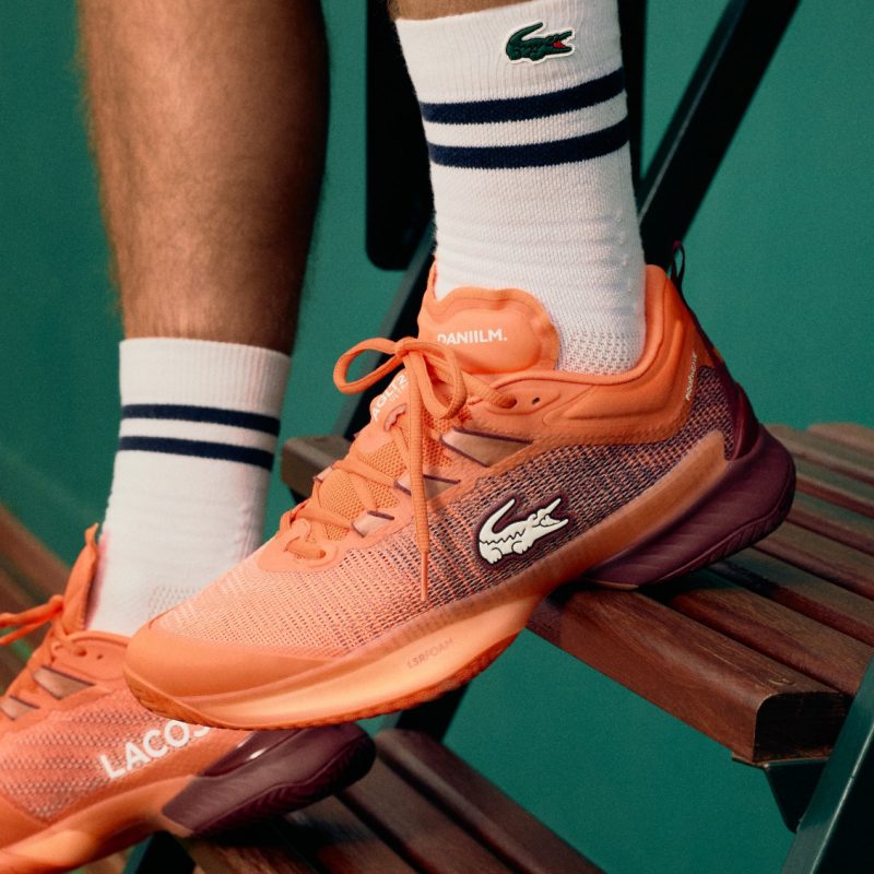 Lacoste รองเท้าเทนนิสผู้ชาย AG-LT23 Ultra MC Tennis Shoes | Orange/Burgundy ( 748SMA0084AMV ) - Image 8