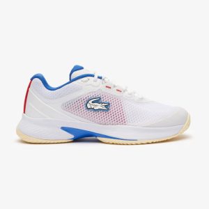 Lacoste รองเท้าเทนนิสผู้ชาย Tech Point SMA Textile Tennis Shoes | White/Blue/Red ( 747SMA00352E8 )