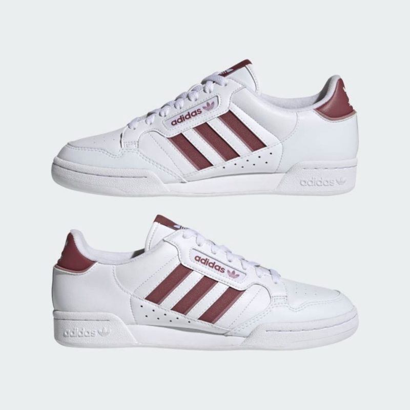 Adidas รองเท้าผ้าใบผู้ชาย Continental 80 Stripes | Cloud White/Burgundy/Magic Mauve ( GW1706 ) - Image 5