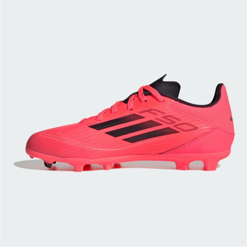 Adidas Kids รองเท้าฟุตบอลเด็ก F50 League Firm/Multi-Ground | Turbo / Aurora Black / Platinum Metallic | ( IF1377 ) - Image 4
