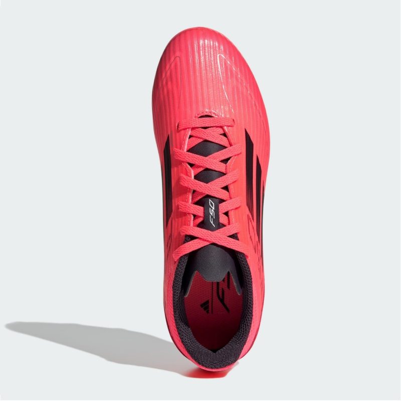 Adidas Kids รองเท้าฟุตบอลเด็ก F50 League Firm/Multi-Ground | Turbo / Aurora Black / Platinum Metallic | ( IF1377 ) - Image 7