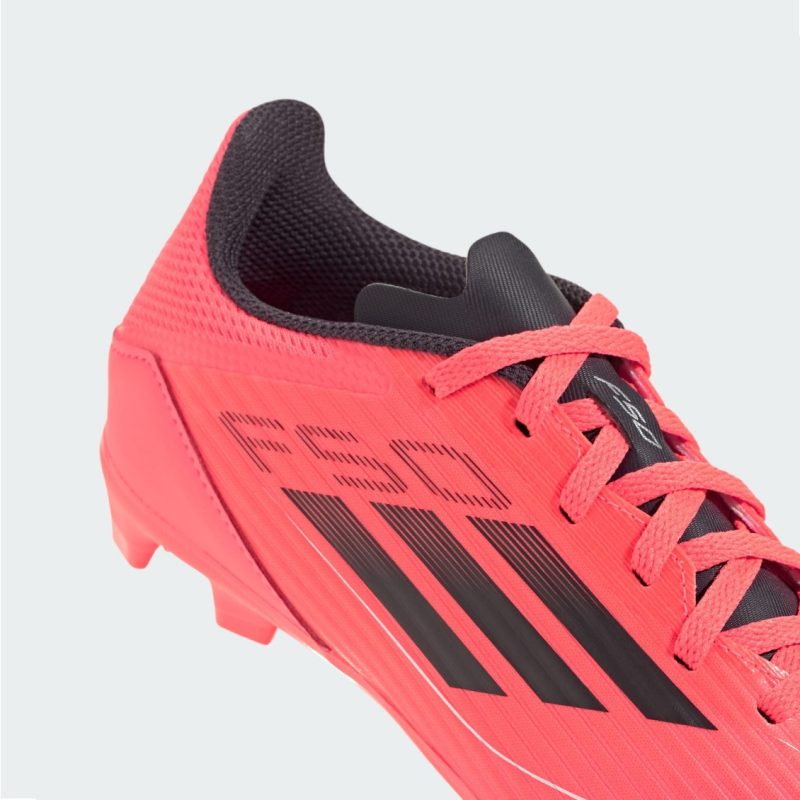 Adidas Kids รองเท้าฟุตบอลเด็ก F50 League Firm/Multi-Ground | Turbo / Aurora Black / Platinum Metallic | ( IF1377 ) - Image 9