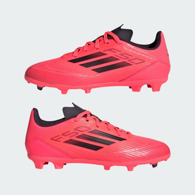 Adidas Kids รองเท้าฟุตบอลเด็ก F50 League Firm/Multi-Ground | Turbo / Aurora Black / Platinum Metallic | ( IF1377 ) - Image 6