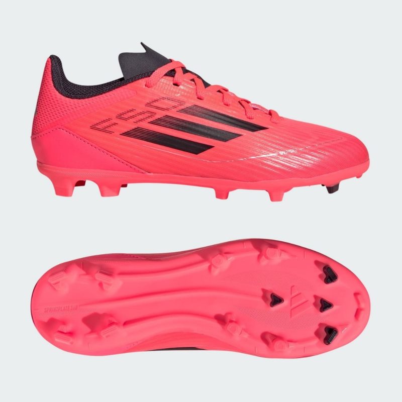 Adidas Kids รองเท้าฟุตบอลเด็ก F50 League Firm/Multi-Ground | Turbo / Aurora Black / Platinum Metallic | ( IF1377 ) - Image 5